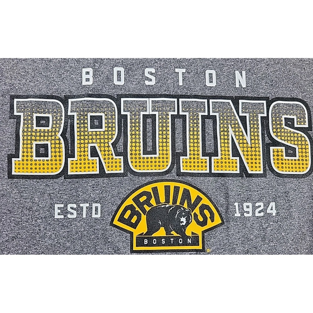 Fanatics Boston Bruins Shirt Men's SMALL Long Sleeve Crew Neck Grey Silky NWT‎